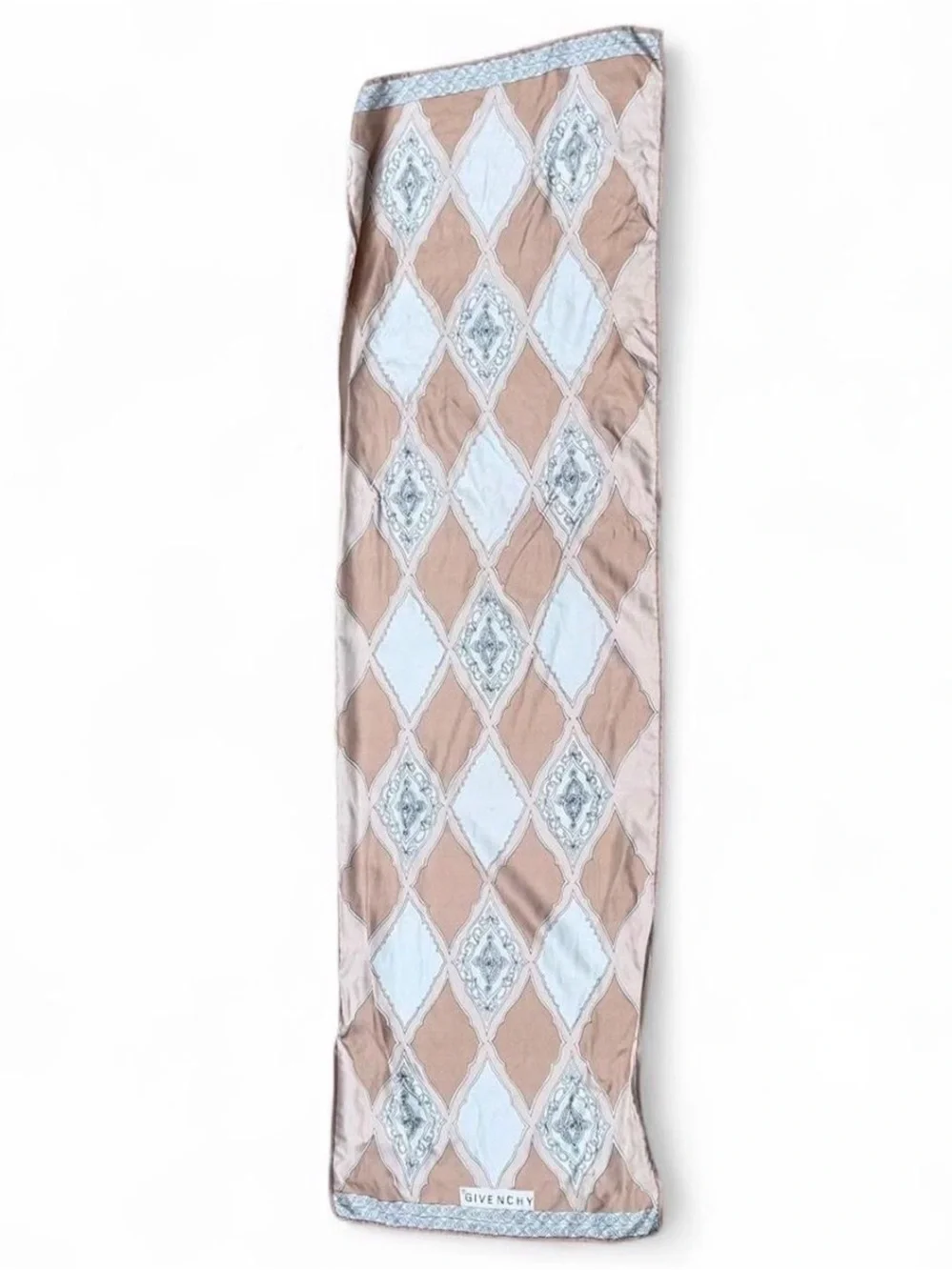Vintage Givenchy Silk Oblong Scarf Geometric Harlequin 44x15